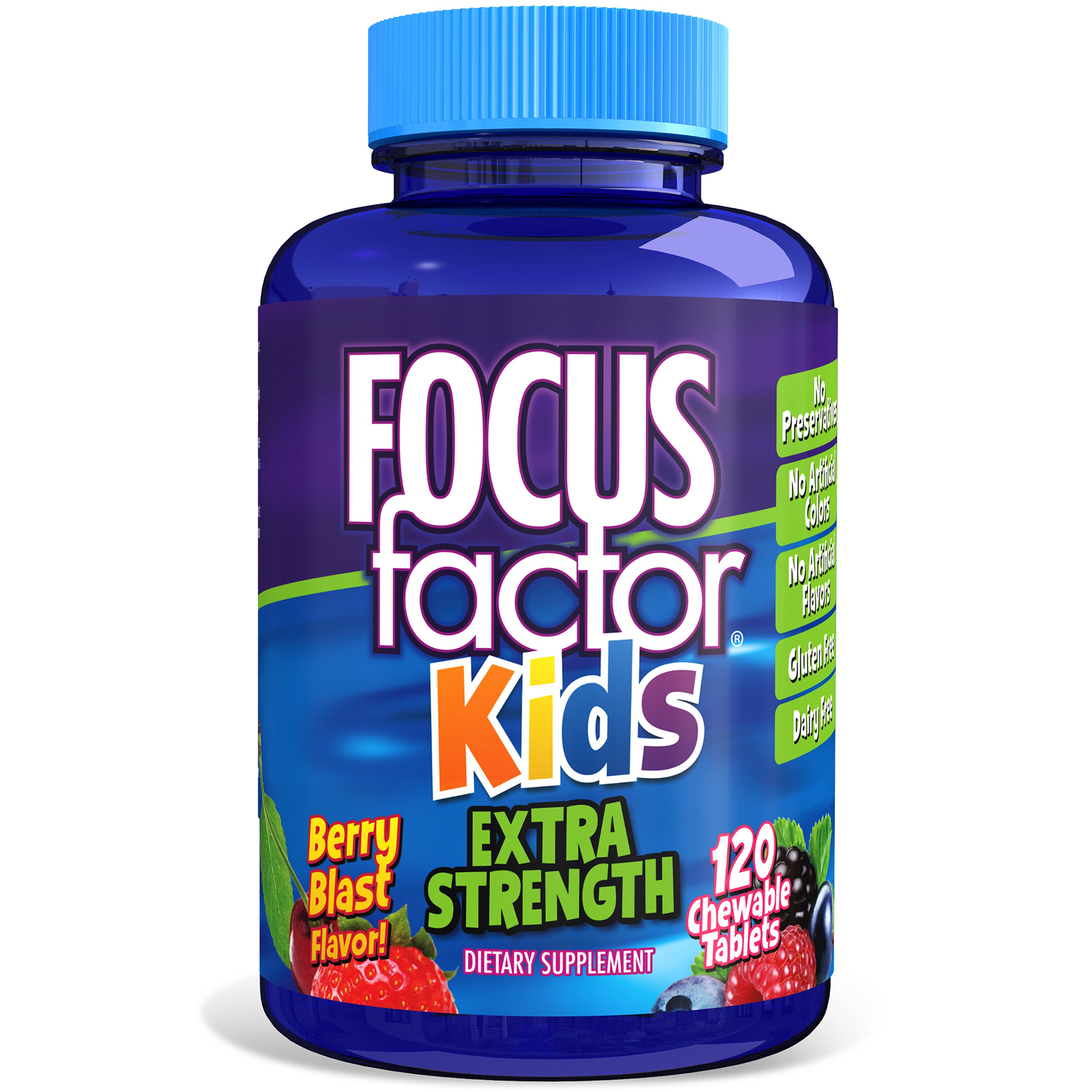 Focus Factor Kids Extra Strength Daily Chewable for Brain Health Support, Vitamins for Kids, 120 CT