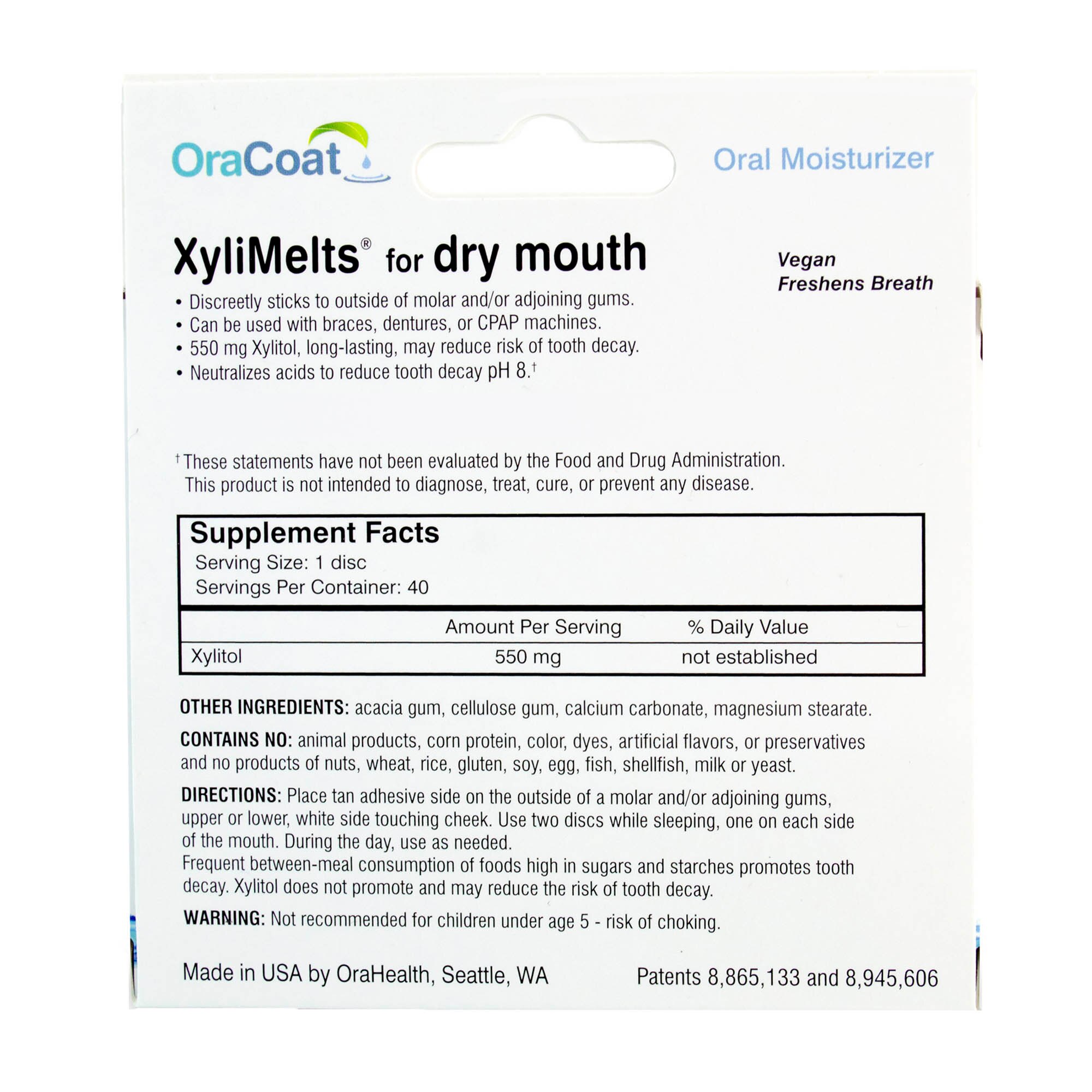 OraCoat XyliMelts for Dry Mouth Relief, Sugar-Free with Xylitol