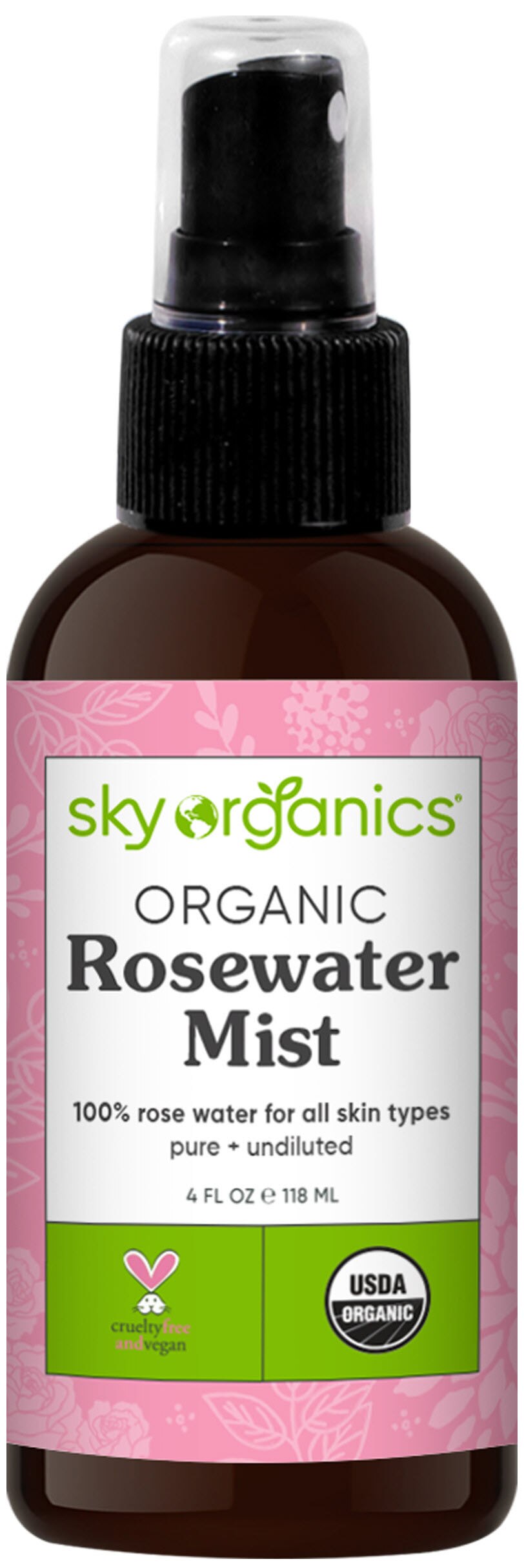 Sky Organics Rosewater Facial Mist Hydrating Toner, 4 OZ