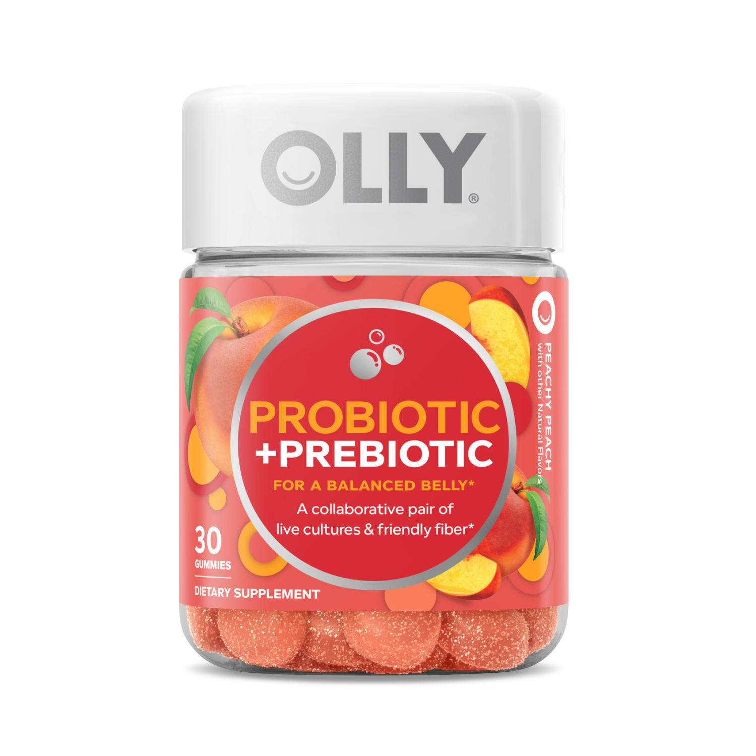 Olly Probiotic + Prebiotic Vitamin 30CT, Peachy Peach