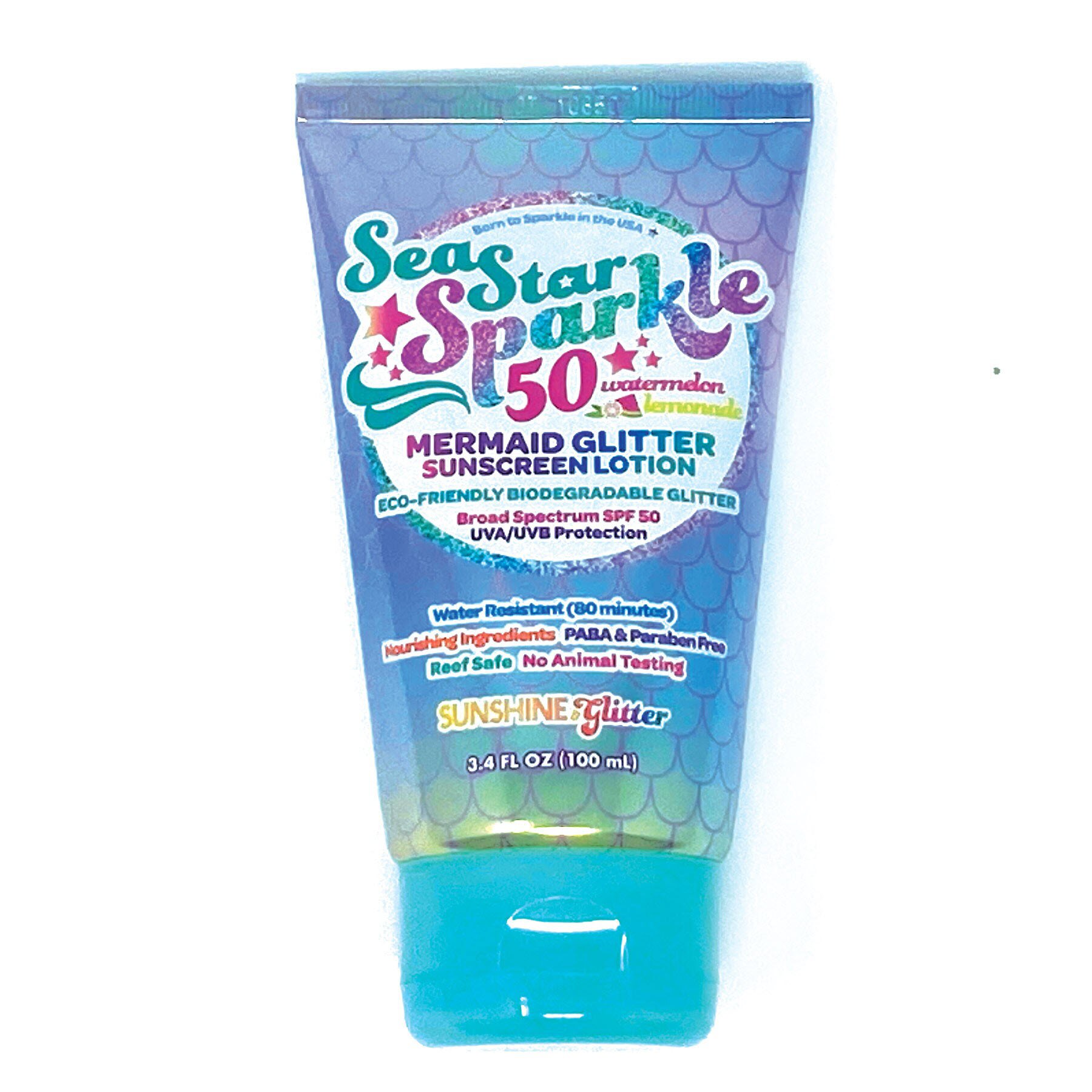 Sunshine & Glitter SPF 50 Biodegradable Glitter Sunscreen, 3.4 OZ