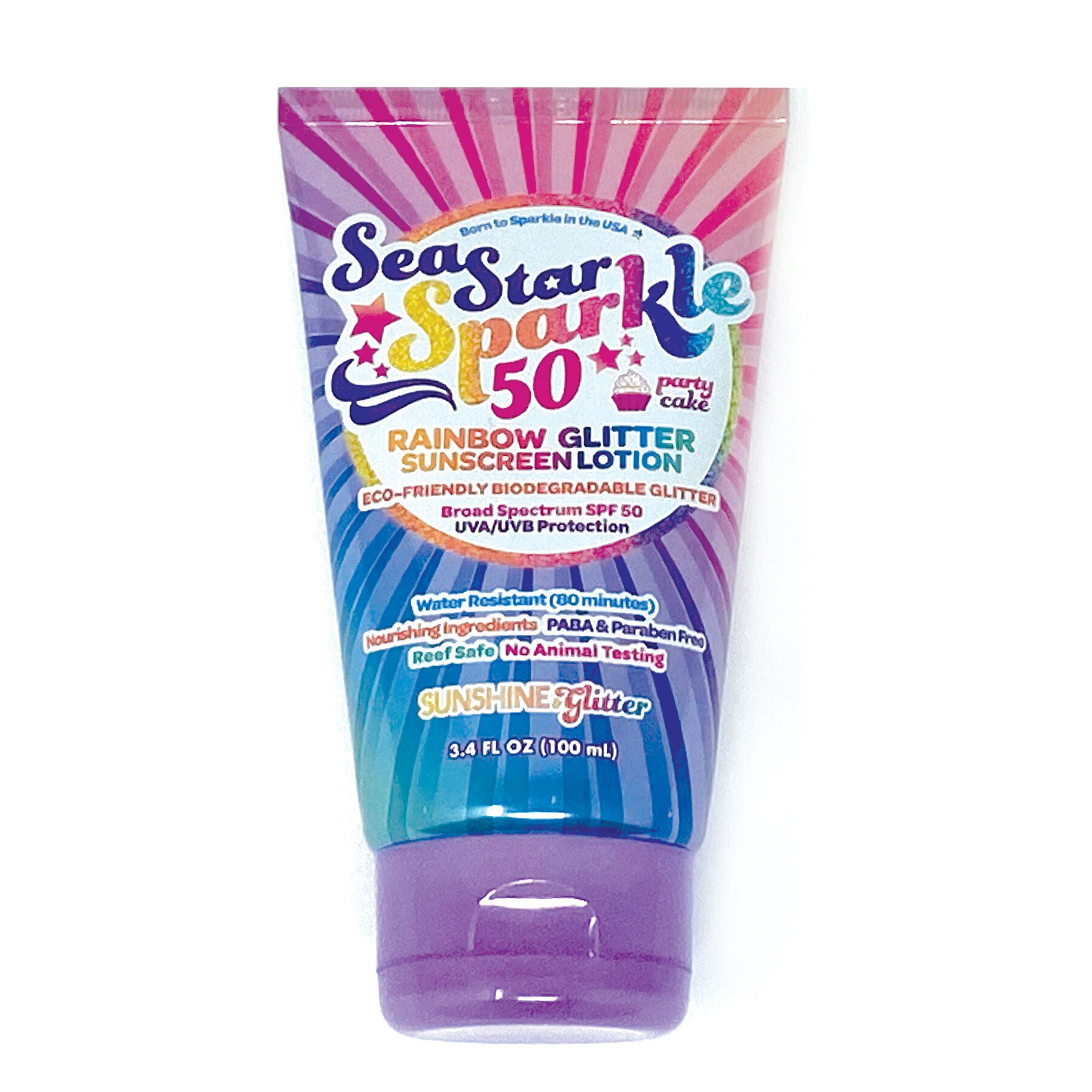 Sunshine & Glitter SPF 50 Biodegradable Glitter Sunscreen, 3.4 OZ