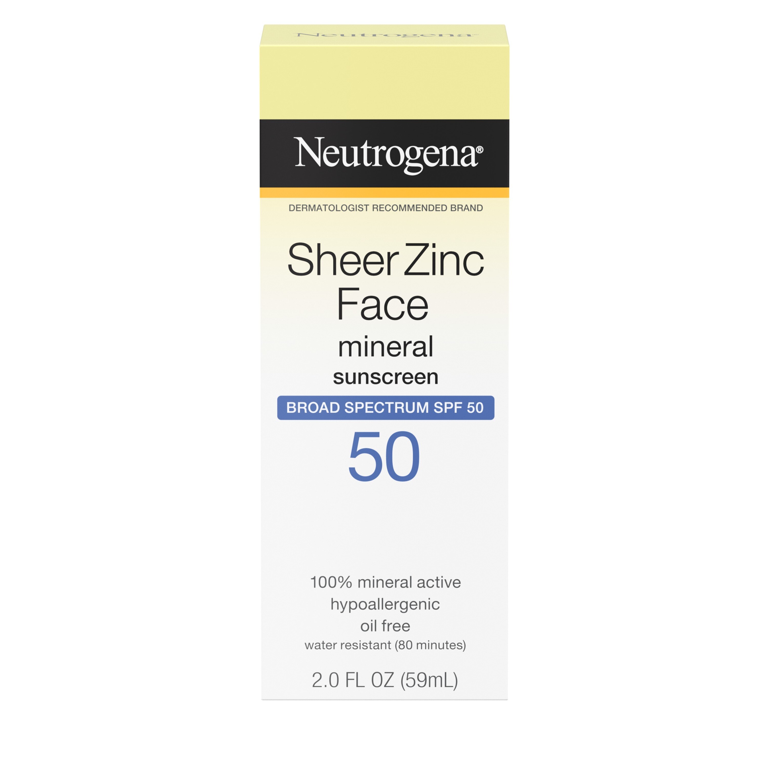 Neutrogena Sheer Zinc Dry-Touch Face Sunscreen with SPF 50, 2 OZ