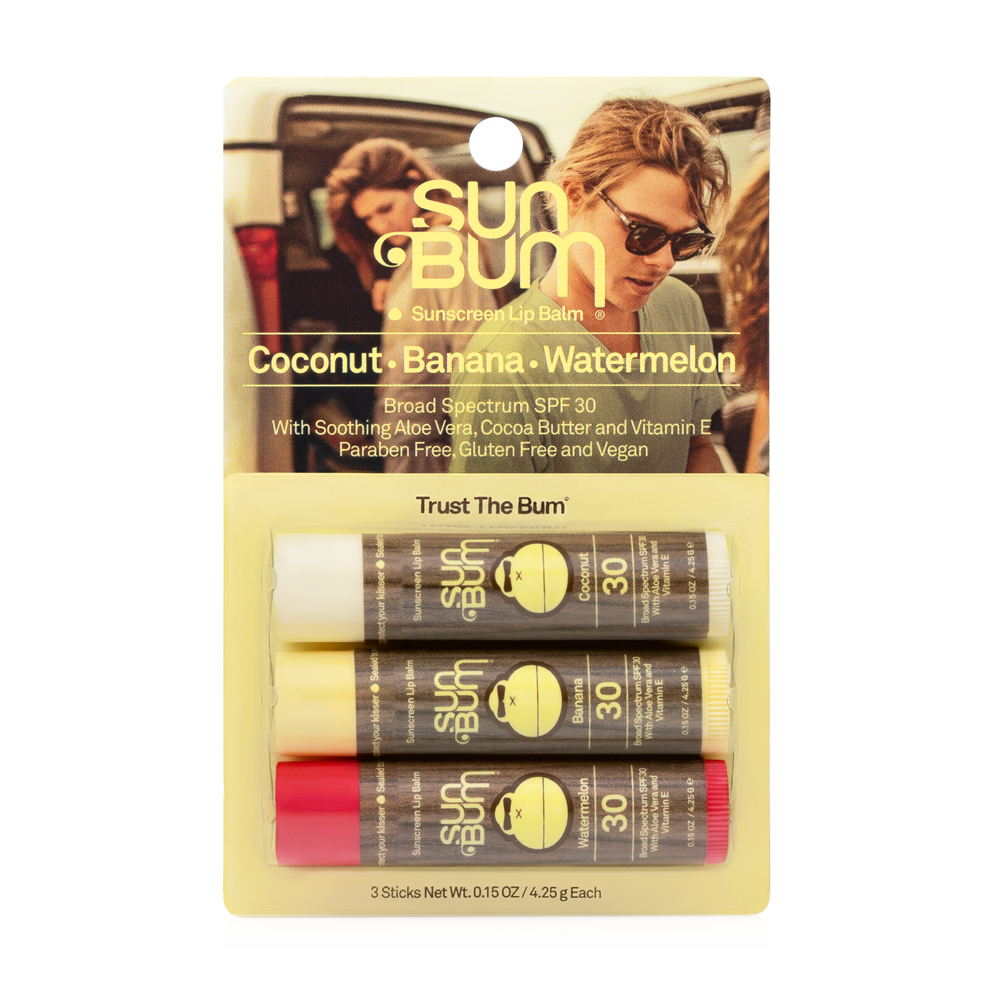 Sun Bum Sunscreen Lip Balm, 3CT