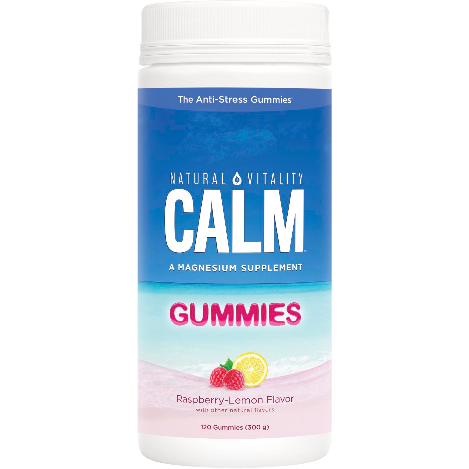 Natural Vitality Calm Magnesium Supplement Gummies, Raspberry-Lemon Flavor, 120 CT