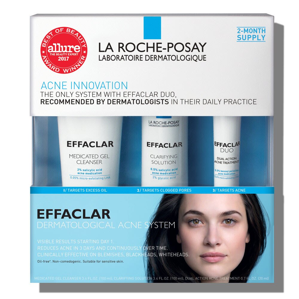 La Roche-Posay Effaclar Acne Treatment System, Salicylic Acid , Refining Toner, and Benzoyl Peroxide; for Sensitive Skin