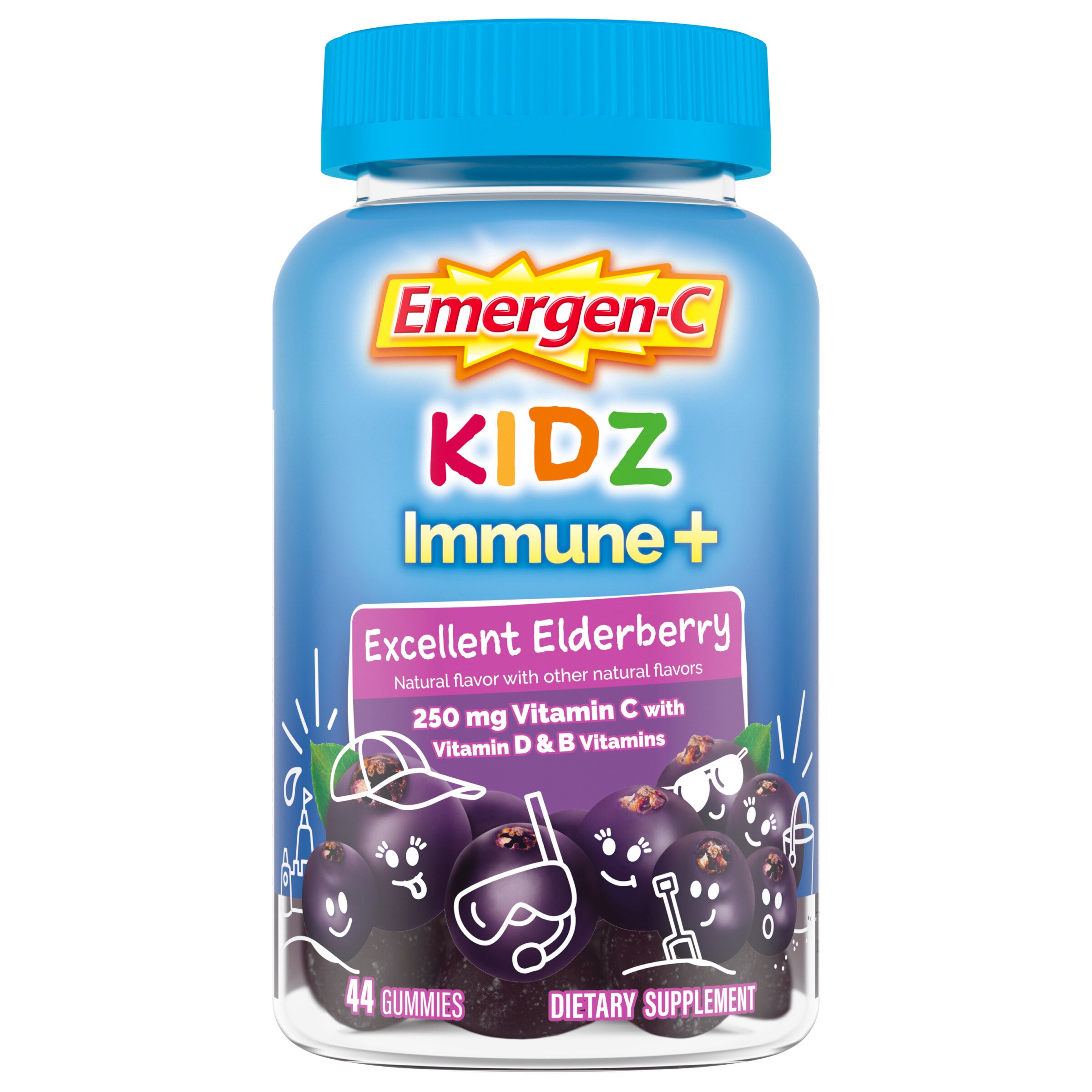 Emergen-C Kidz Immune+ Gummy Excellent Elderberry, 44 CT