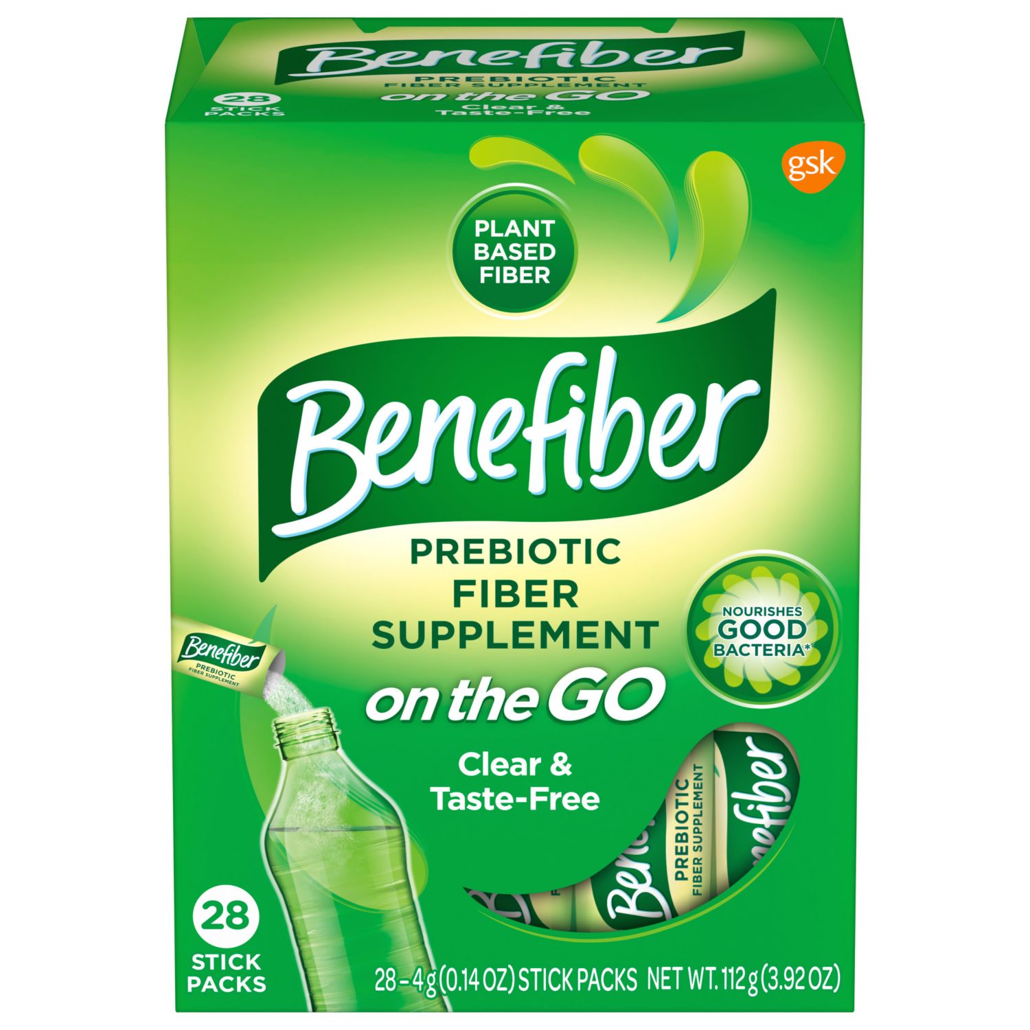 Benefiber Prebiotic Fiber Supplement Powder Stick Packs, Unflavored