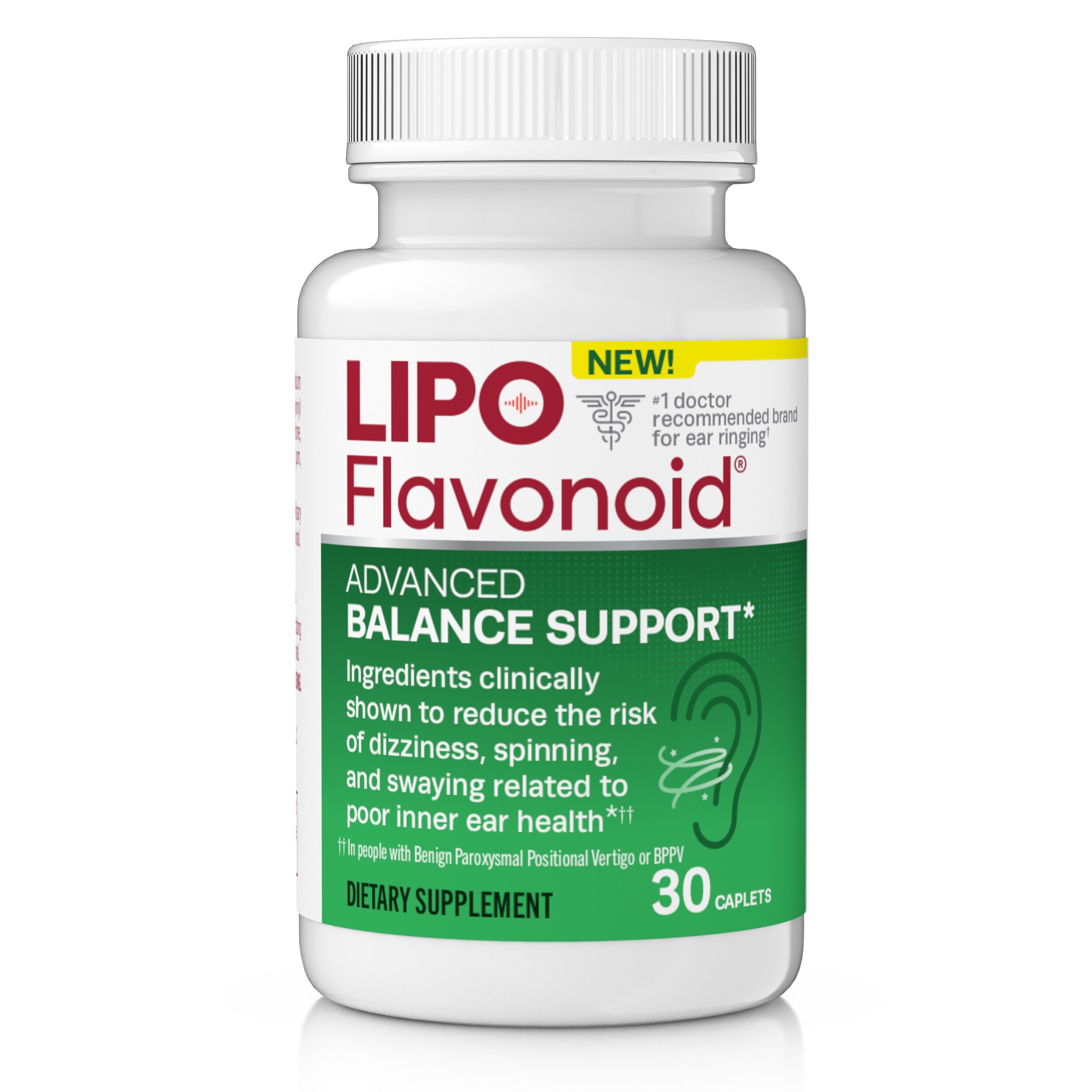 Lipo-Flavonoid Advanced Balance Support Caplets for Vertigo Symptoms, 30 CT