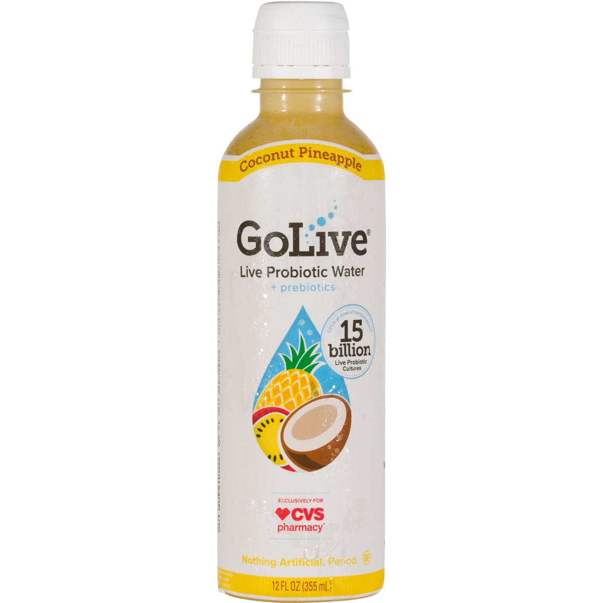 GoLive Live Probiotic Water with Prebiotics, Coconut Pineapple 12 OZ