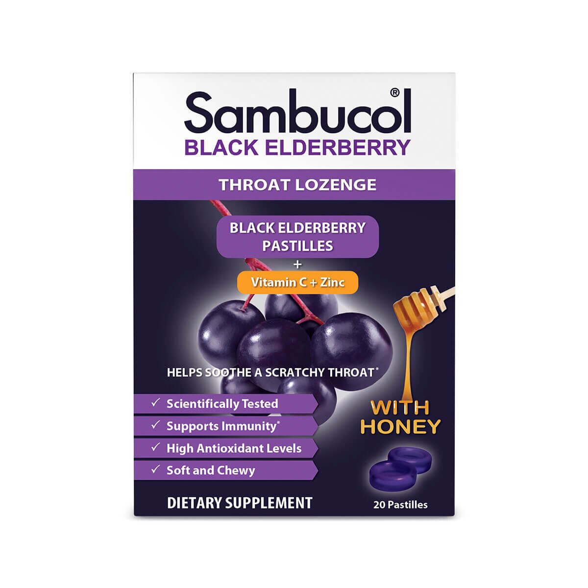 Sambucol Black Elderberry Throat Lozenge, 20 CT