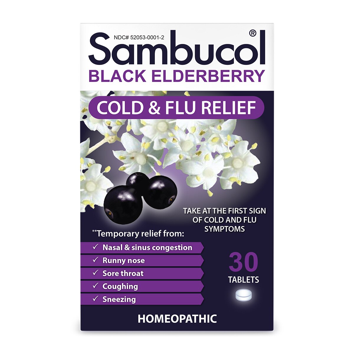 Sambucol Black Elderberry Cold & Flu Relief Tablets, 30 CT