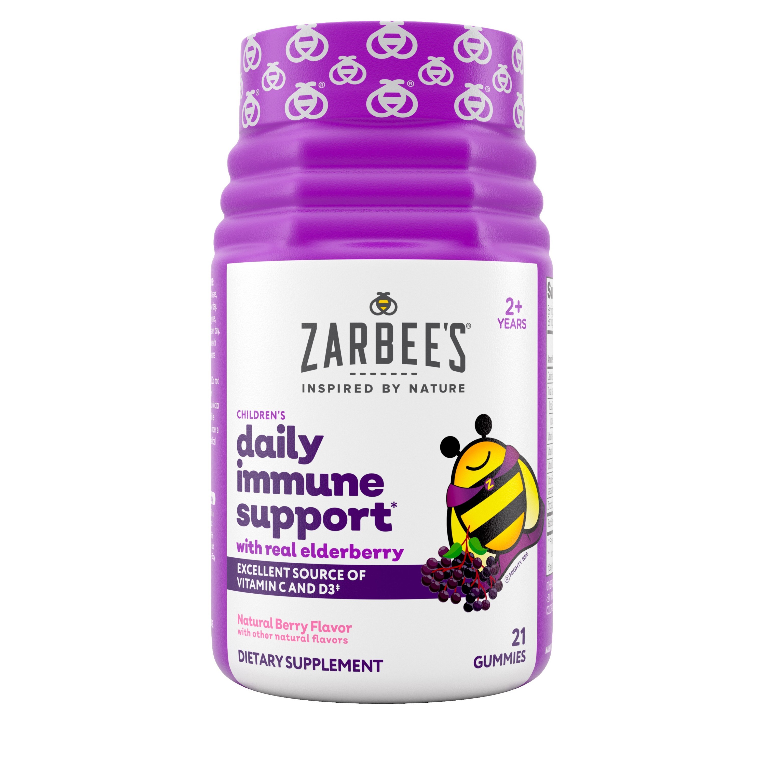 Zarbee's Naturals Children's Elderberry Immune Support, Vitamin C & Zinc, Berry, 21 Gummies