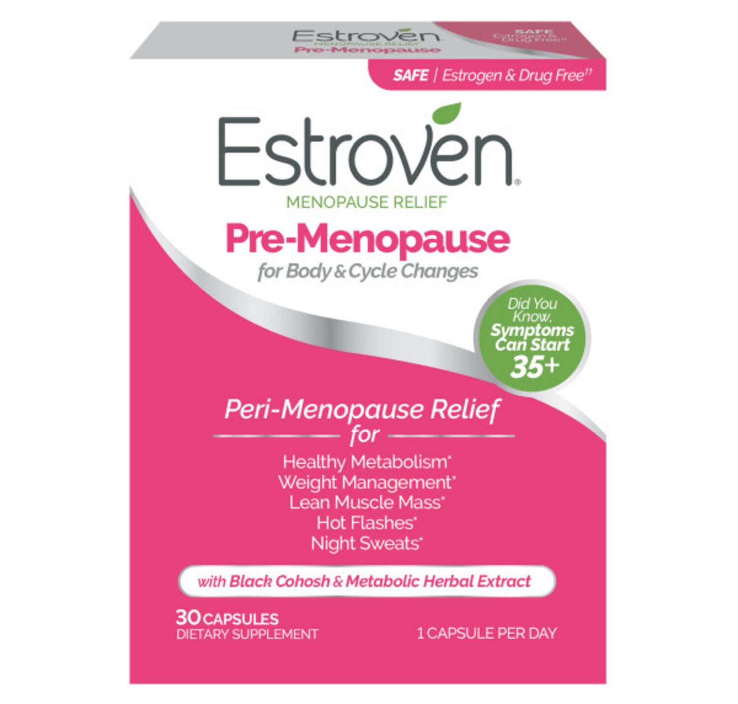Estroven Perimenopause Relief & Weight Management Supplement Capsules, 30ct