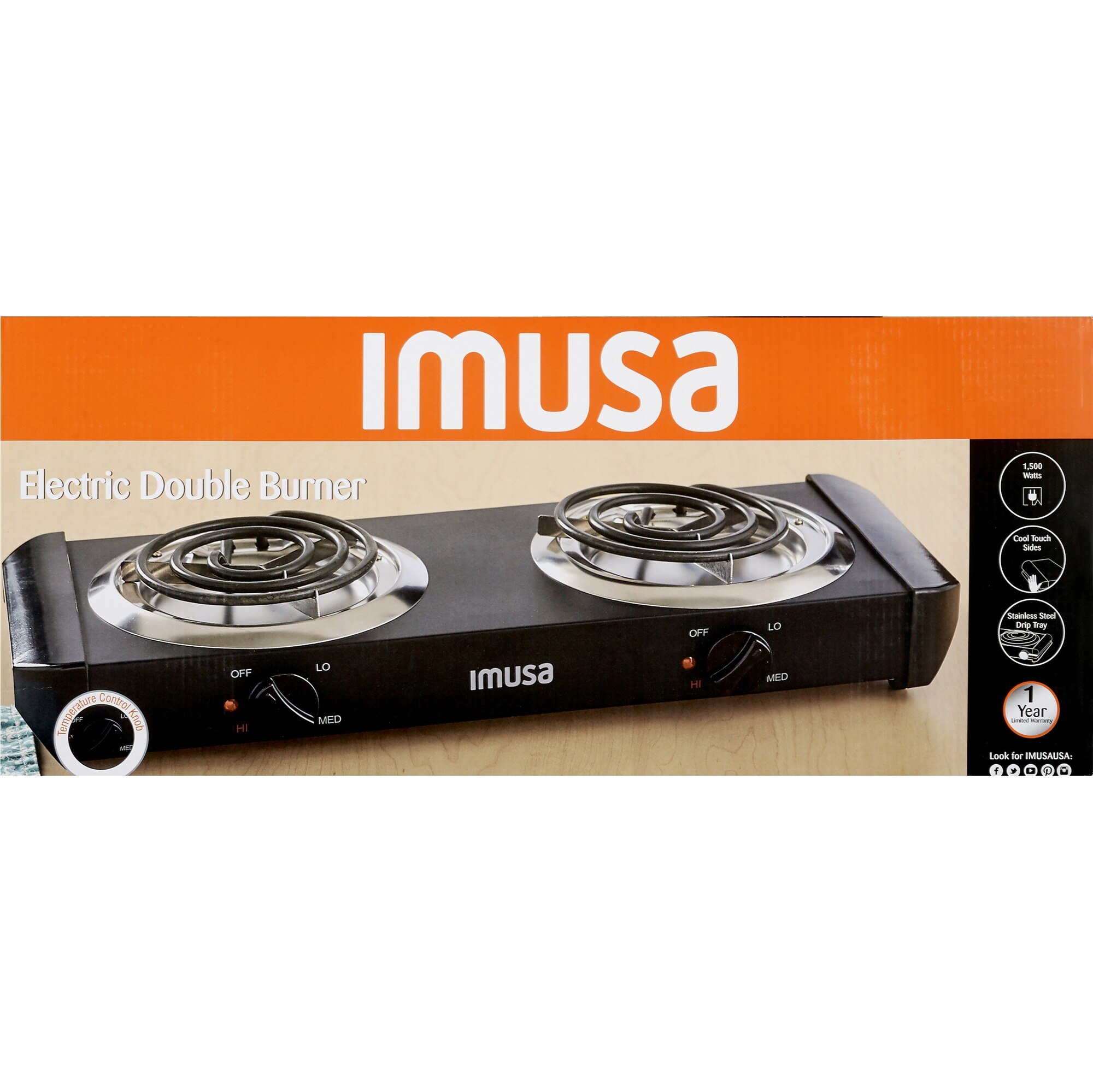 IMUSA Electric Double Burner, Adjustable Knob