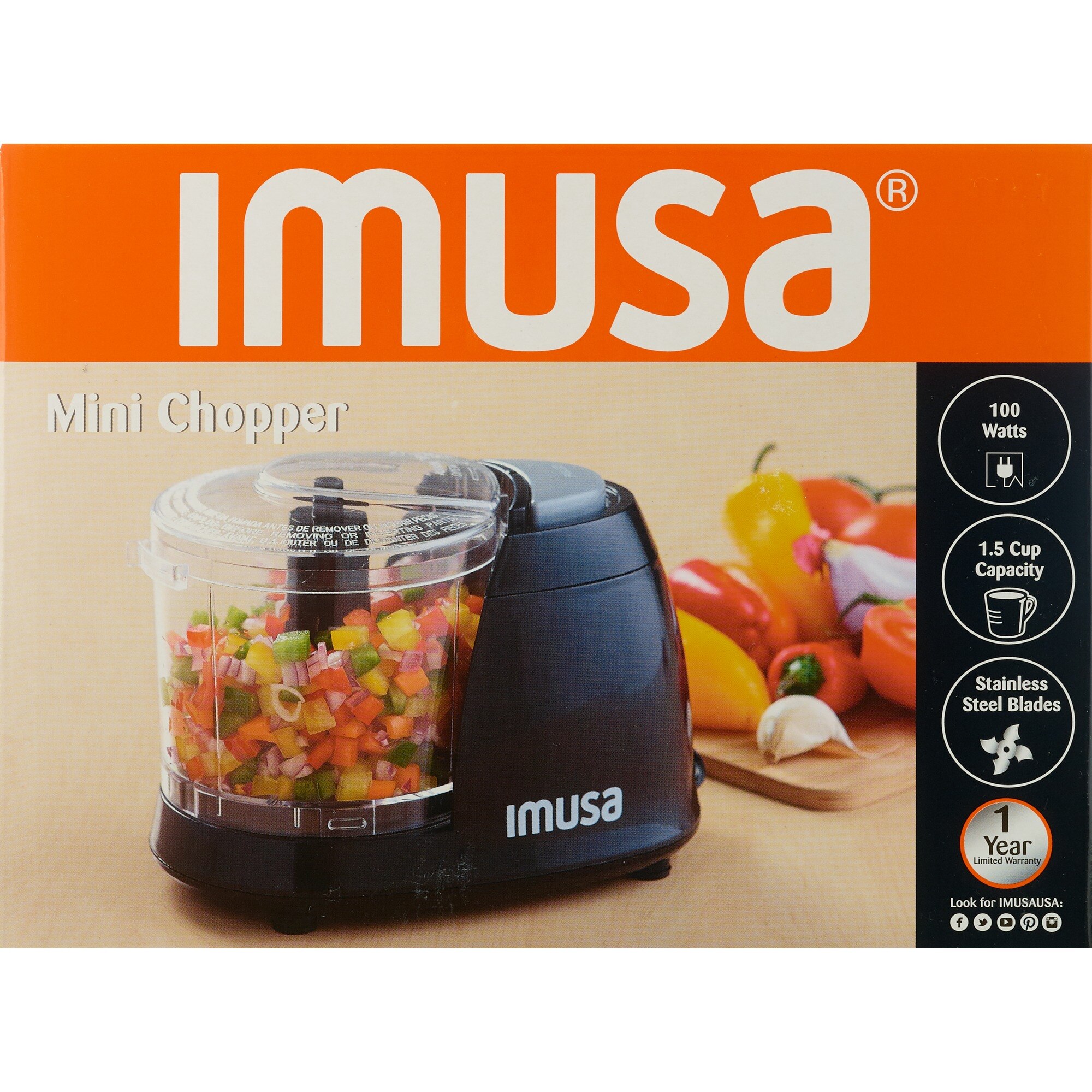 IMUSA Electric Mini Chopper, Black, 1.5 CUP