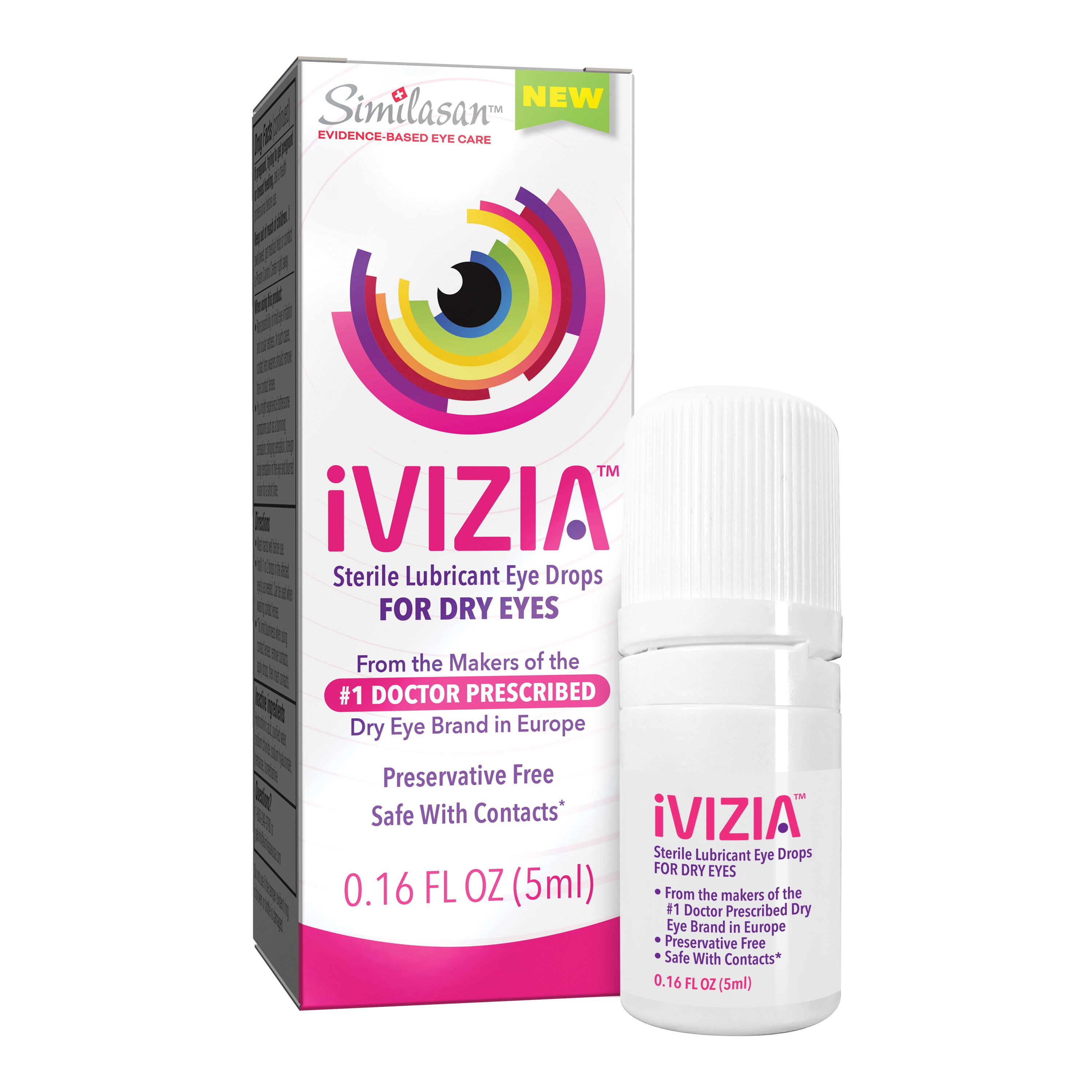 iVIZIA Sterile Lubricant Eye Drops for Dry Eyes- Preservative-Free, Contact Lens Friendly