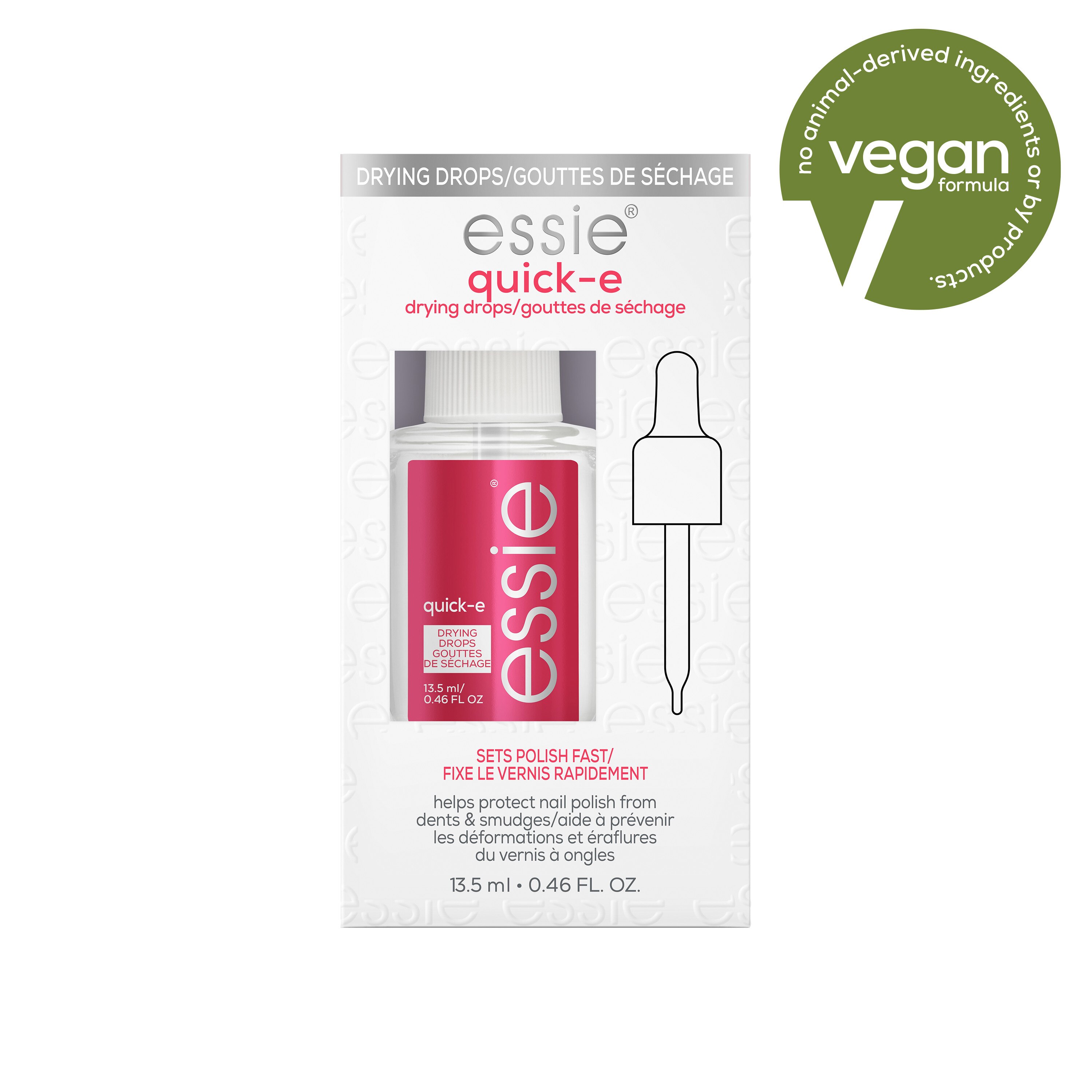 essie Salon-Quality Nail Care, Vegan, quick-e drops (clear quick dry drops), 0.46 fl oz