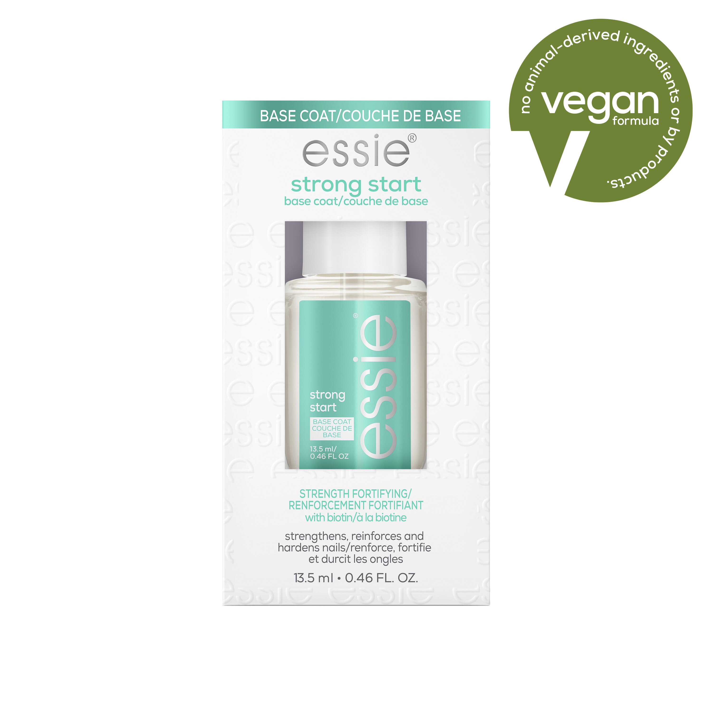 essie Salon-Quality Nail Care, Vegan, strong star clear base coat + strengthener
