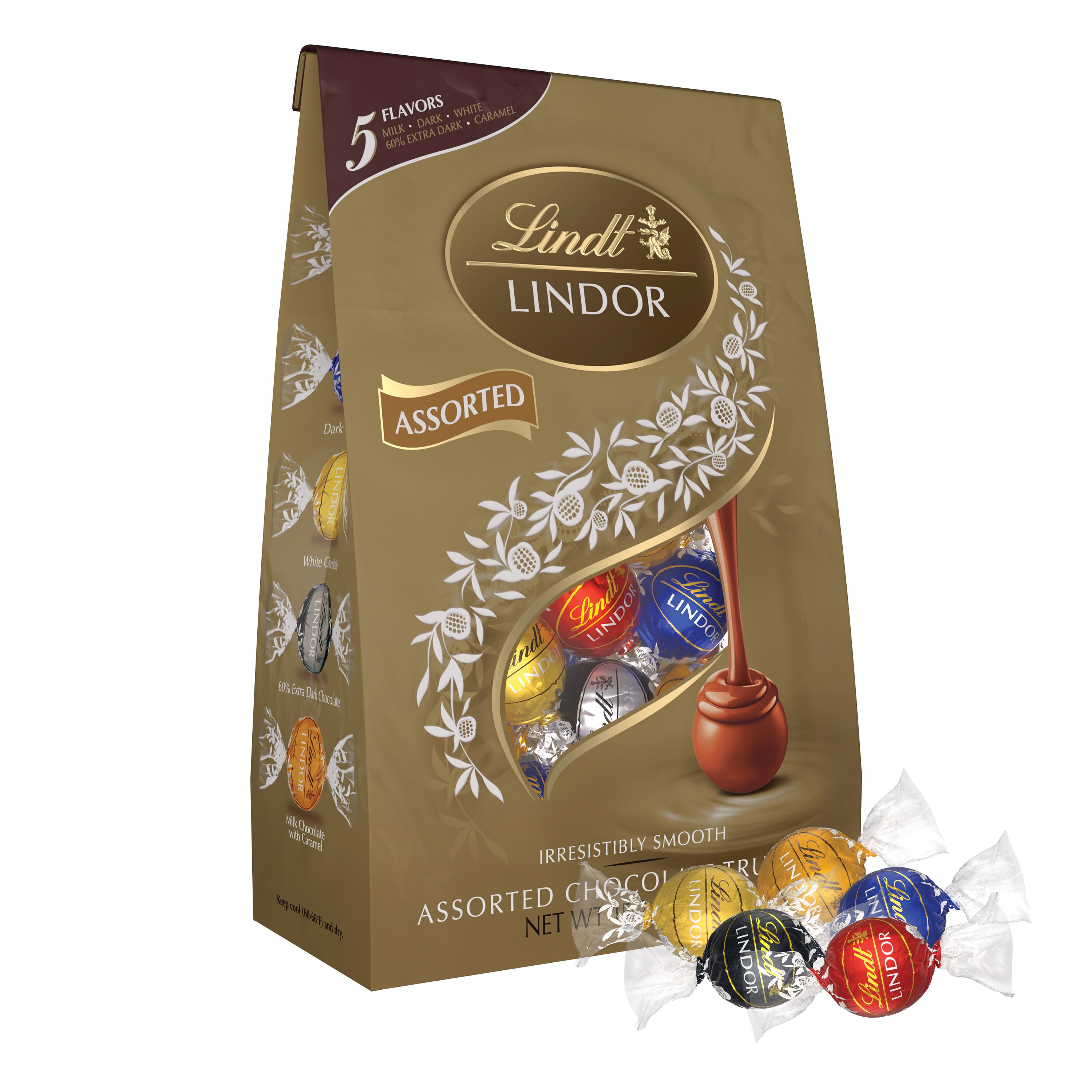 Lindt Lindor Assorted Chocolate Candy Truffles, Chocolates with Smooth, Melting Truffle Center, 15.2 oz