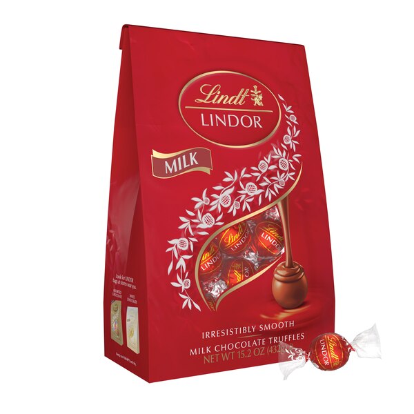 Lindt Lindor Milk Chocolate Candy Truffles, Chocolate with Melting Truffle Center, 15.2 oz