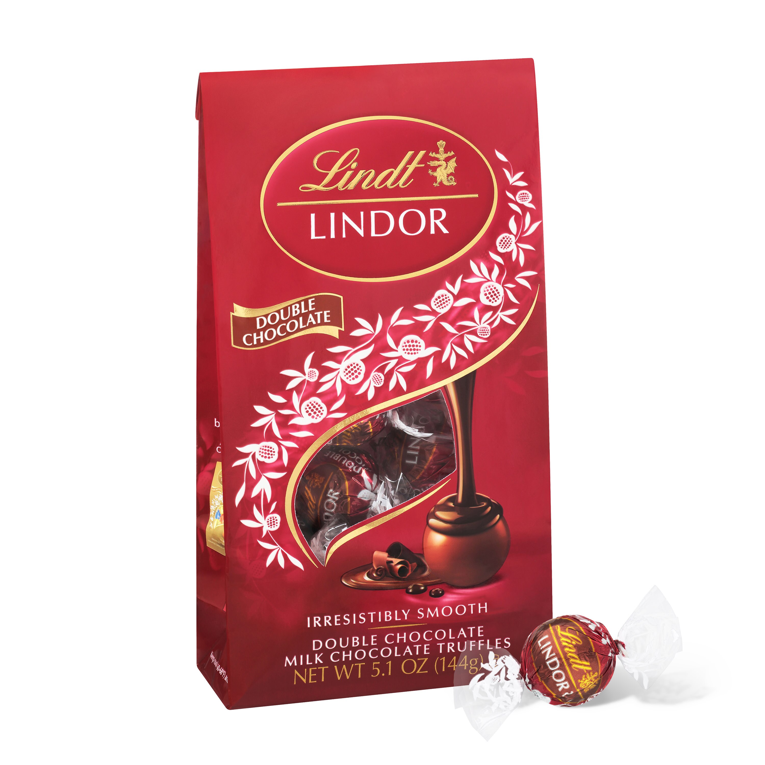 Lindt Lindor Double Chocolate Milk Chocolate Candy Truffles, Chocolates with Smooth, Melting Truffle Center, 5.1 oz. Bag