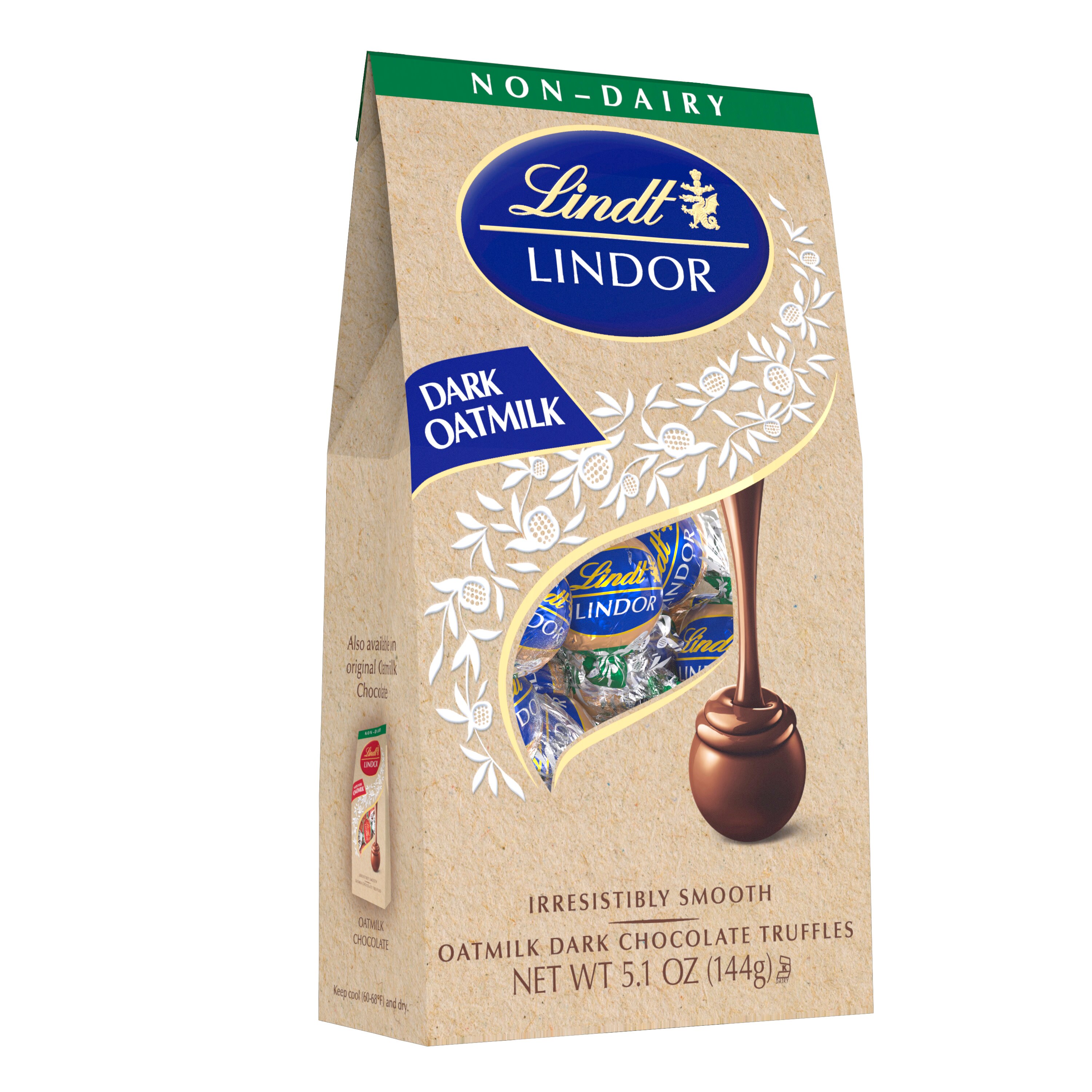 Lindt Lindor OatMilk Dark Chocolate Truffles, Non-Dairy Chocolate Truffles with Smooth, Melting Truffle Center, 5.1 oz