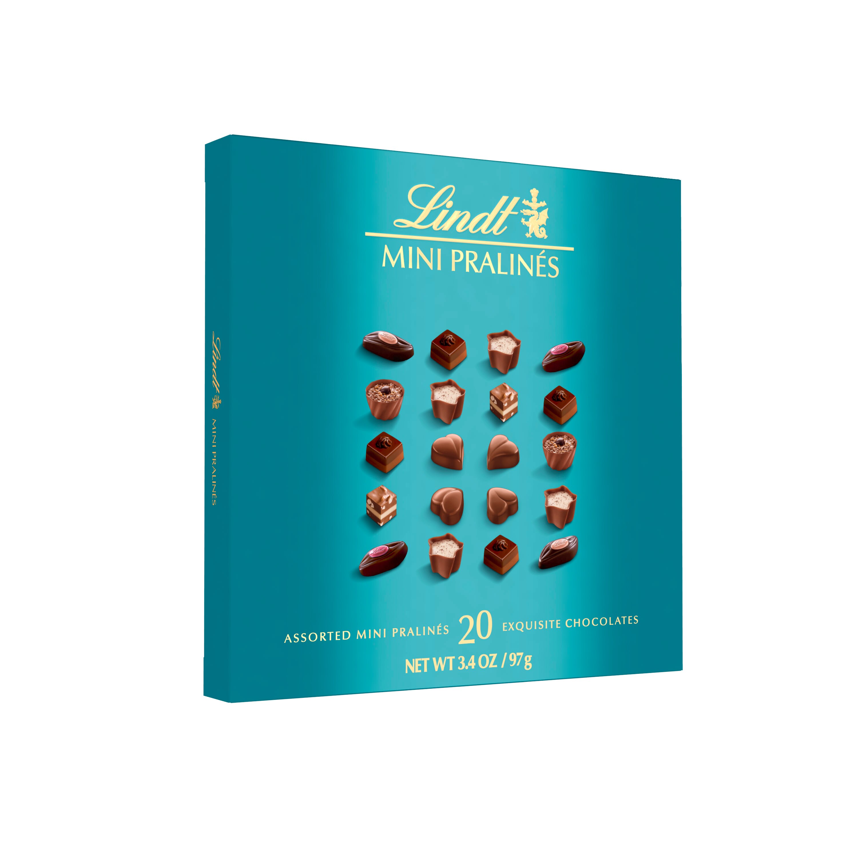 Lindt Mini Pralines, Assorted Chocolate Pralines with Premium Filling Box, 3.4 oz