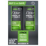 Dove Men Care Extra Fresh Body and Face Wash, 18 oz, 2/Pack, thumbnail image 1 of 5