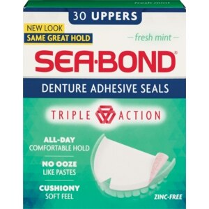 Sea Bond Upper Denture Adhesive Seals, Zinc-Free, Fresh Mint