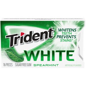 Trident White Spearmint Sugar Free Gum Dual Tear Pack, 16 ct