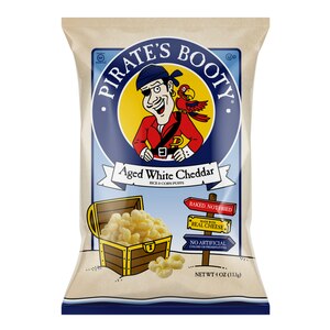 Pirate's Booty Baked Rice and Corn Puffs, Aged White Cheddar, 4 oz