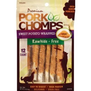 Pork Chomps Mini Twistz Sweet Potato Wrapped Dog Treats, 12CT