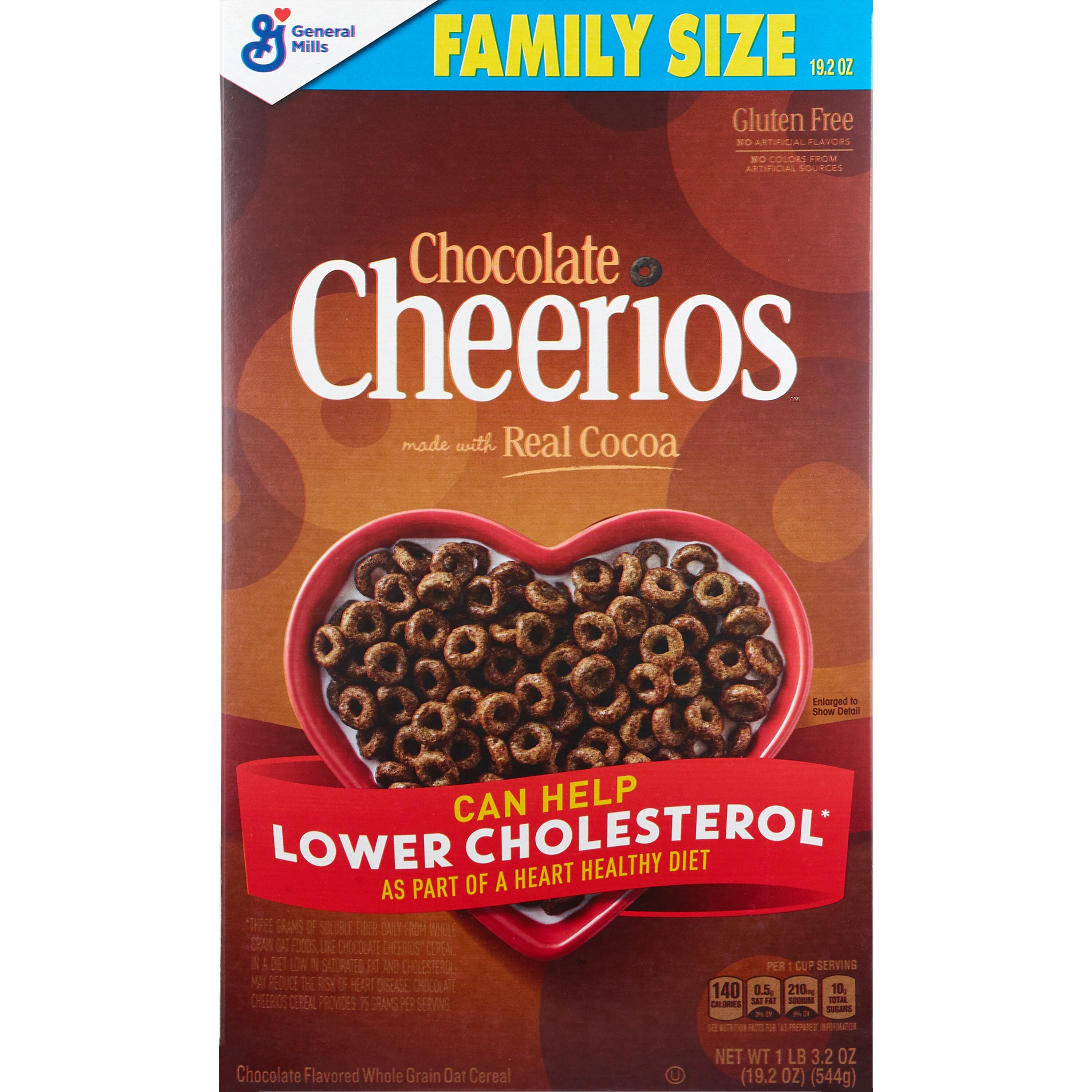 Chocolate Cheerios Breakfast Cereal with Oats Family Size, 19.2 OZ