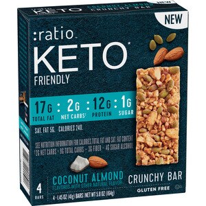 Ratio KETO Friendly Coconut Almond Crunchy Bars, 4 ct