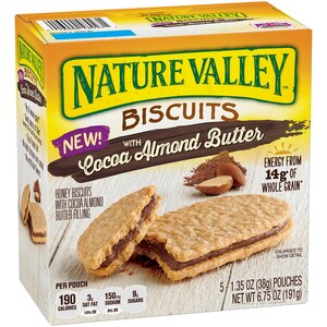 Nature Valley Biscuits with Cocoa Almond Butter, 5 ct Box