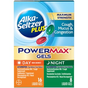 Alka-Seltzer Plus Maximum Strength Cough, Mucus & Congestion PowerMax Gels Day & Night Combo Pack, 24 CT