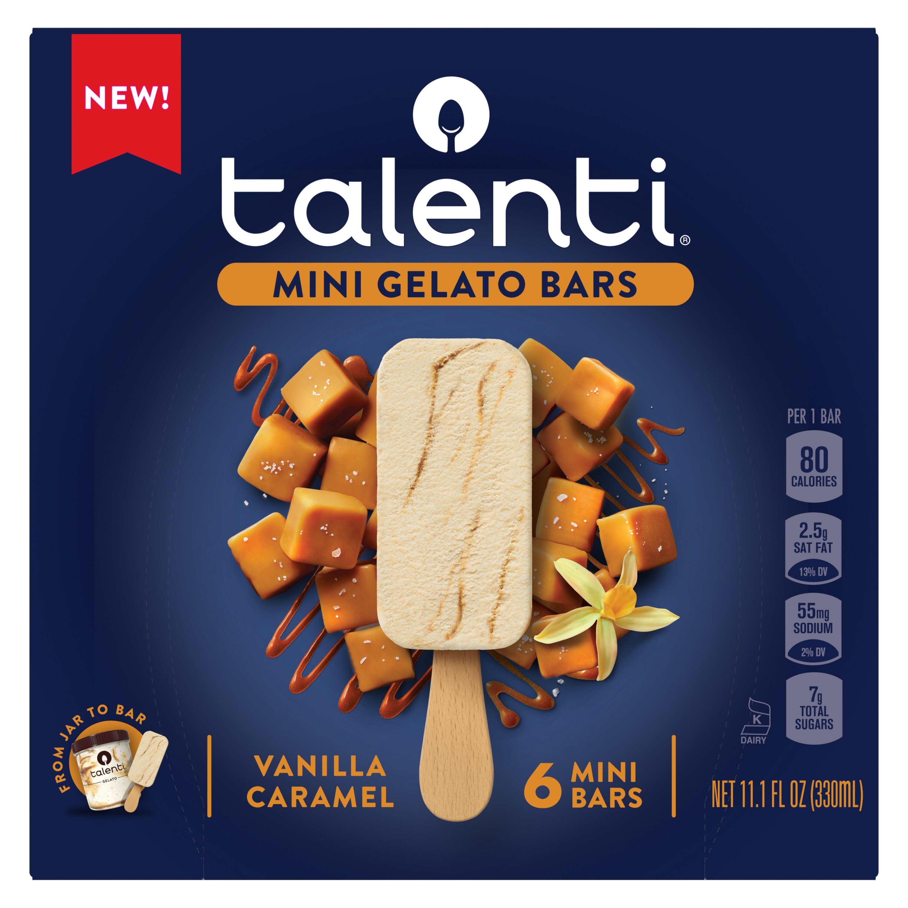 Talenti Vanilla Caramel Mini Gelato Dessert, 6 CT