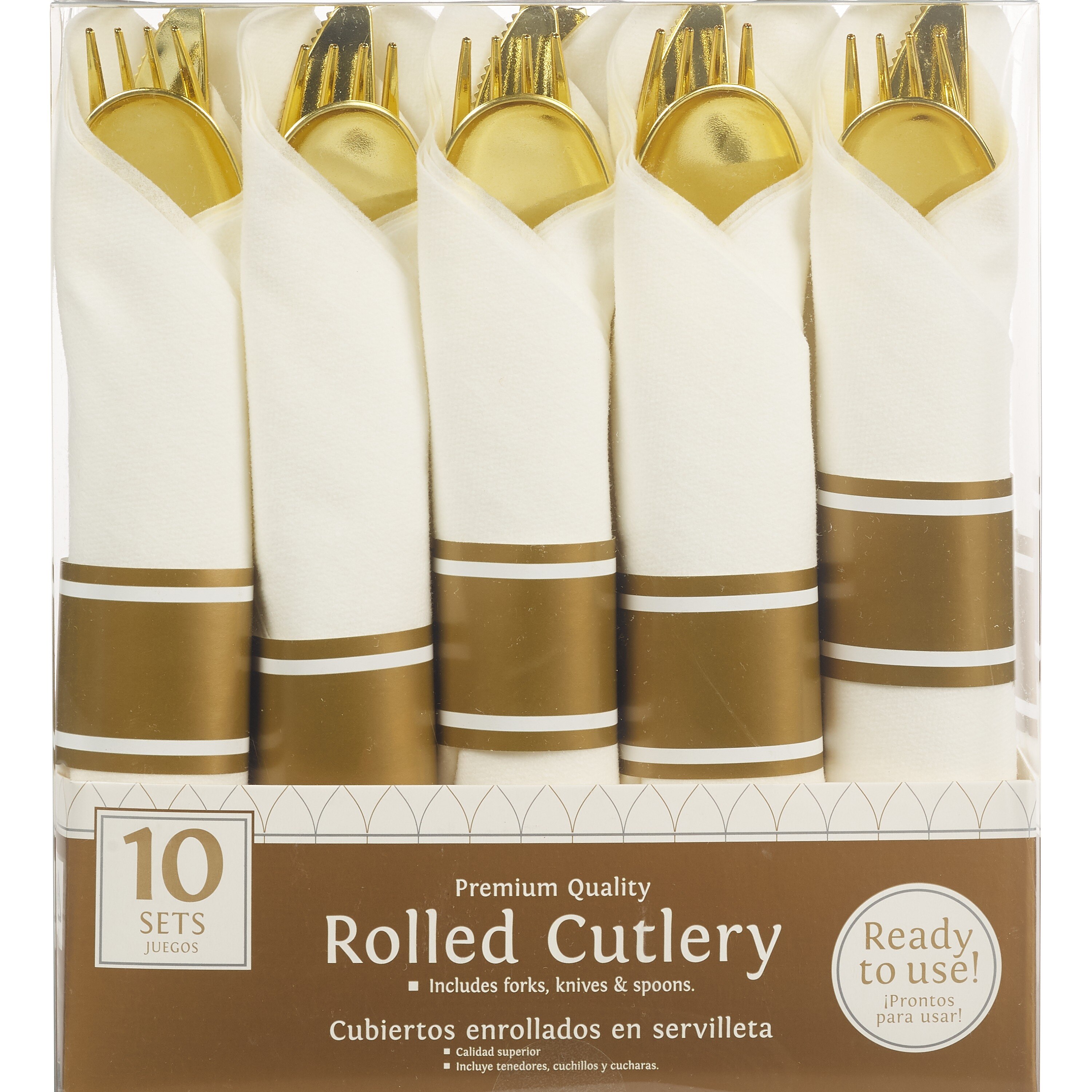 Amscan Party Impressions Pre Rolled Cutlery, Gold