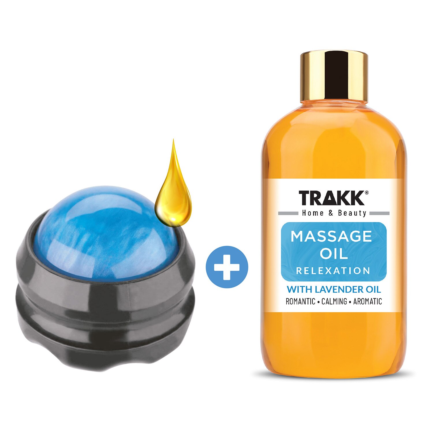 TRAKK Handheld Massage Roller with Oil Gift