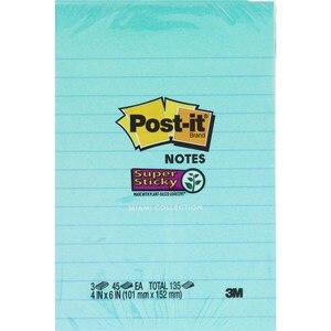 Post It Neon Super Sticky Notes 3 Pads 45 Each Total 135 Sheets