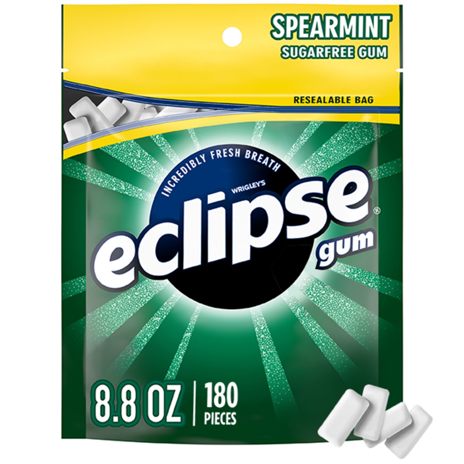 Eclipse Spearmint Sugar Free Chewing Gum Value Pack, 180 ct
