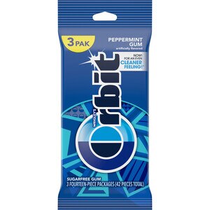 Orbit Peppermint Sugar Free Chewing Gum, 14 ct, Pack of 3