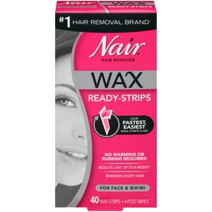 Nair Hair Remover Wax Ready-Strips for Face & Bikini, 40 CT