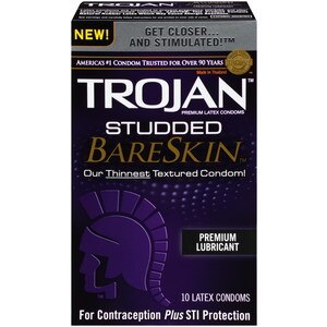 Trojan Studded BareSkin Lubricated Condoms, 10 CT