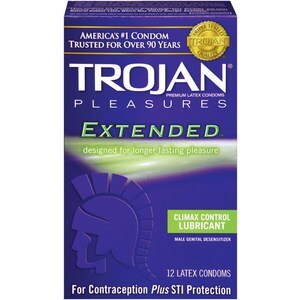 Trojan Extended Pleasure Lubricated Latex Condoms, 12 CT