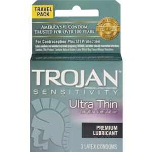 Trojan Ultra Thin Condoms, Travel Pack, 3 CT