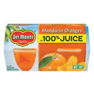 Del Monte Mandarin Oranges Fruit Cup 100% Juice, 4 ct, 16 oz