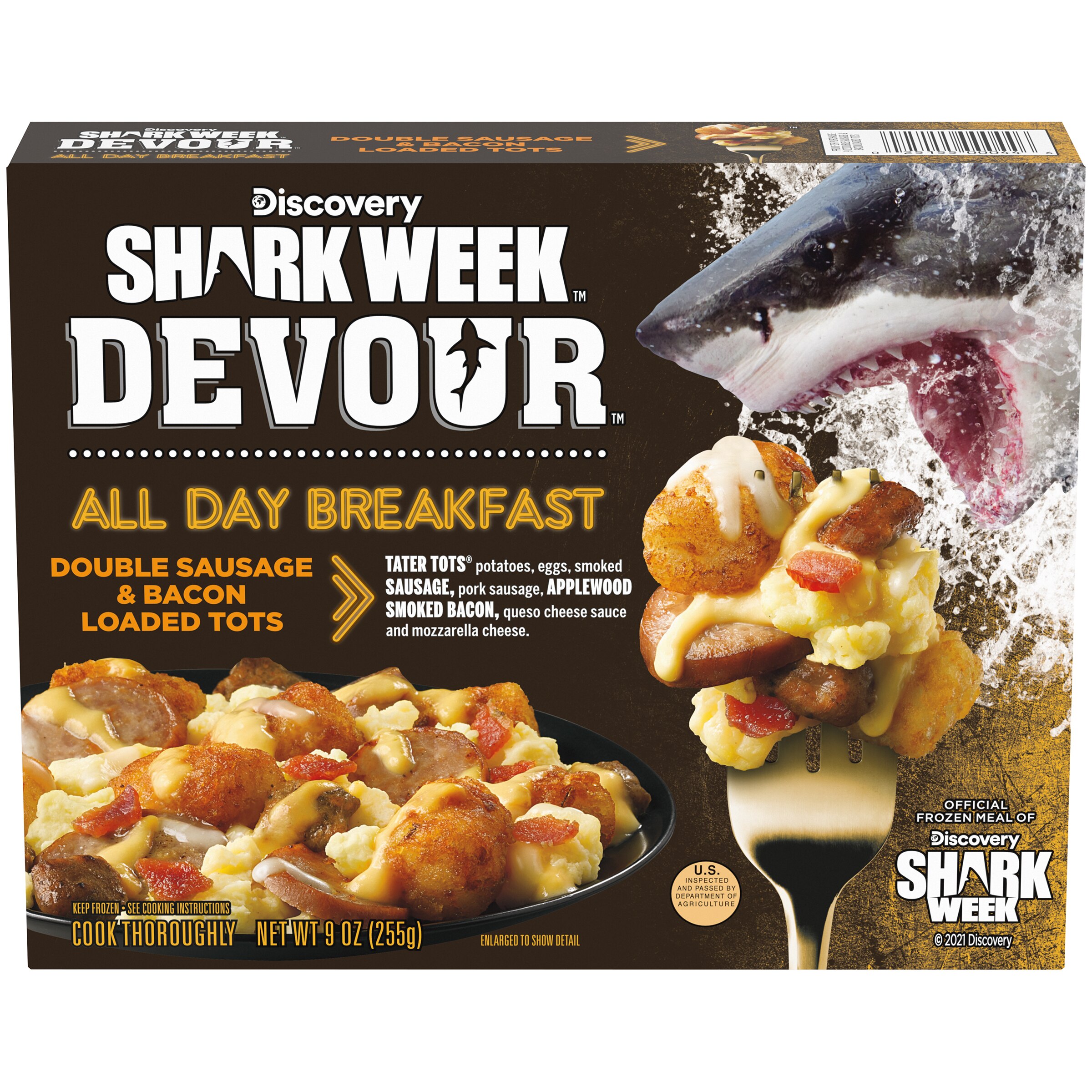DEVOUR All Day Breakfast Double Sausage & Smoked Bacon Loaded Tater Tots Frozen Meal, 9 oz