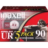 Maxell Audio Cassette Normal Bias Ur 90 Minutes, thumbnail image 1 of 1